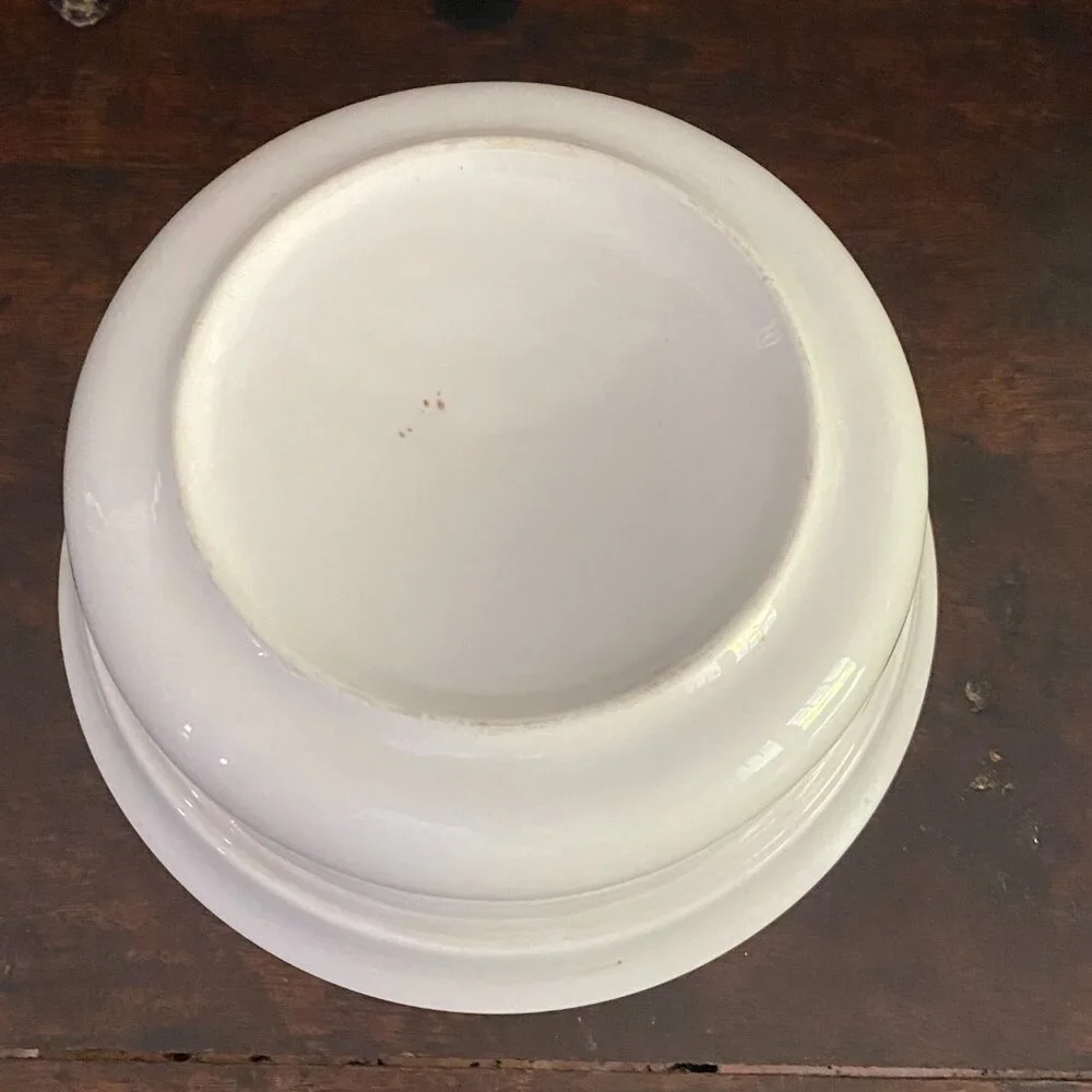 Dog Bone Dog food or water bowl black and white heavy ceramic bowl